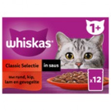 Whiskas MP pouch adult vlees/vis in saus 12 x 85 gr